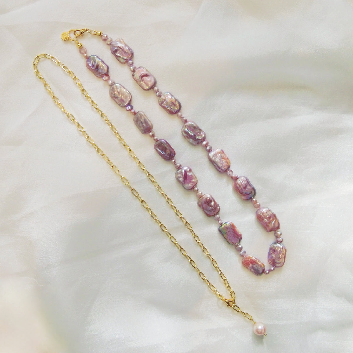 Rectangular Pearl Versatile Sweater Necklace by NINEMOO – product view 7