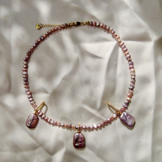 Rectangular Pink Baroque Pearl Earrings by NINEMOO – product view 4
