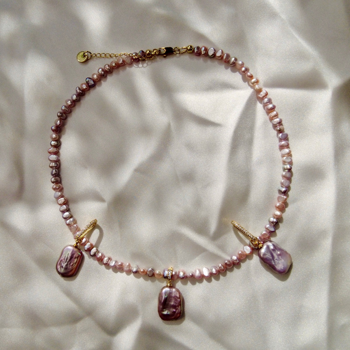 Rectangular Pink Baroque Pearl Earrings by NINEMOO – product view 4