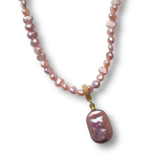 Rectangular Pink Baroque Pearl Necklace by NINEMOO – product image