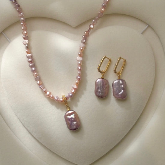 Rectangular Pink Baroque Pearl Necklace by NINEMOO – alternate view