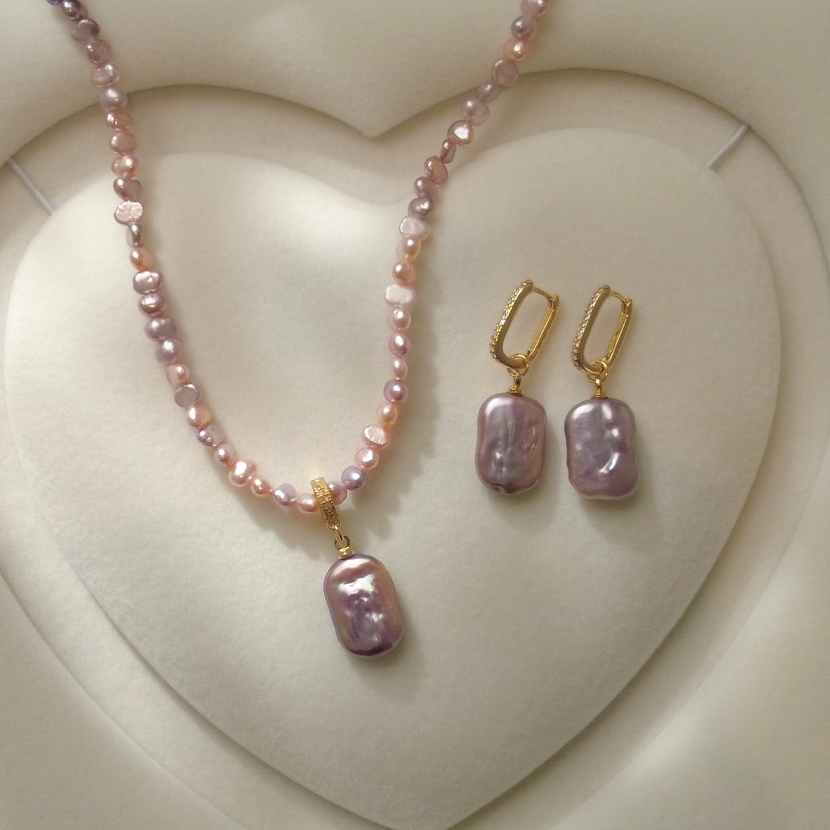 Rectangular Pink Baroque Pearl Necklace by NINEMOO – alternate view