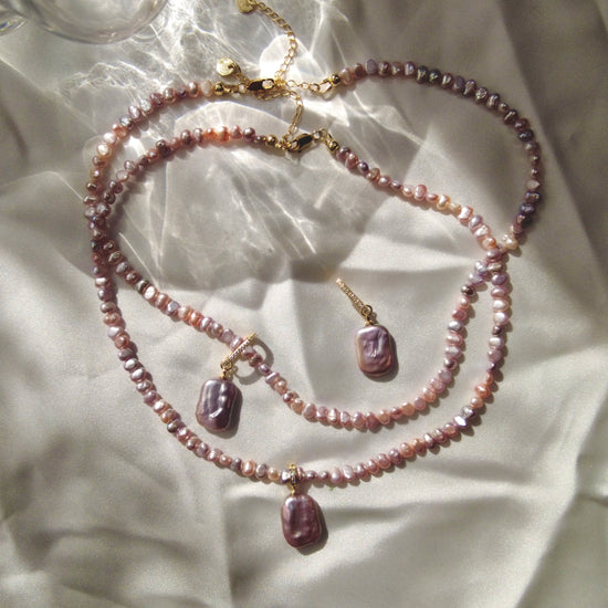 Rectangular Pink Baroque Pearl Necklace by NINEMOO – product view 4