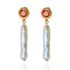 Red Agate & Lute Pearl Earrings by NINEMOO – product image