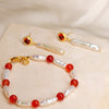 Red Agate & Lute Pearl Bracelet by NINEMOO – detail view