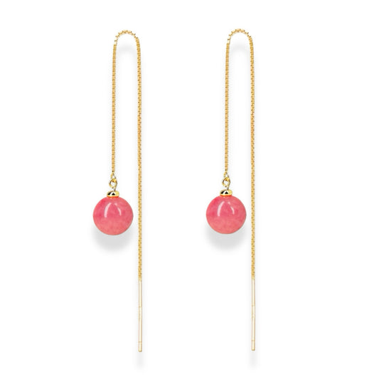 Rose Rhodochrosite Threader Earrings by NINEMOO – product image
