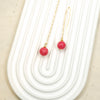 Rose Rhodochrosite Threader Earrings by NINEMOO – detail view