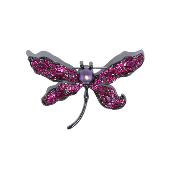 Rosy Glimmer Dragonfly Pearl Brooch by NINEMOO – product image