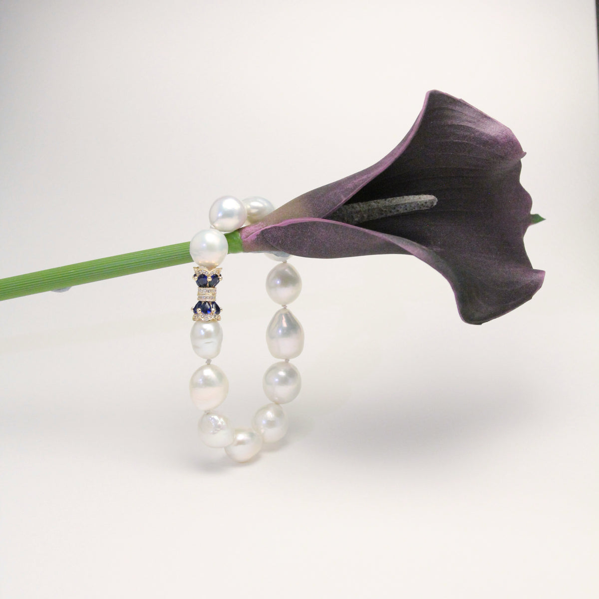 Royal Blue Iris Baroque Pearl Bracelet by NINEMOO – product view 4