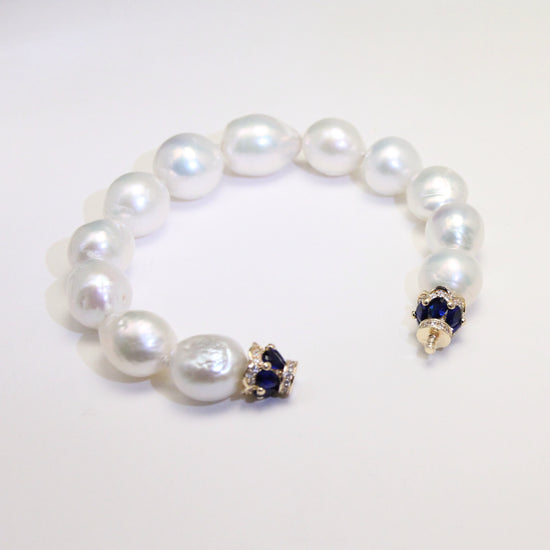 Royal Blue Iris Baroque Pearl Bracelet by NINEMOO – product view 5