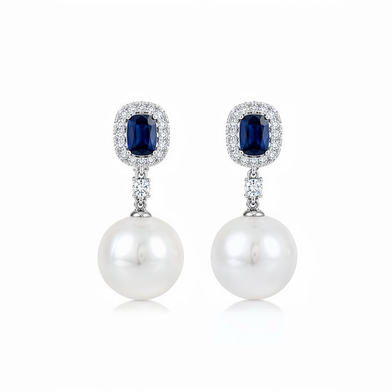 Royal Blue Pearl Earrings by NINEMOO – product image