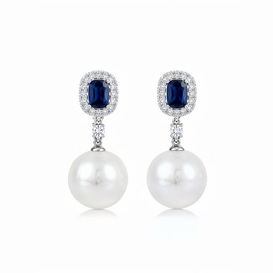 Royal Blue Pearl Earrings by NINEMOO – product image