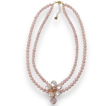 Sakura Bloom Pearl Double Necklace by NINEMOO – product image