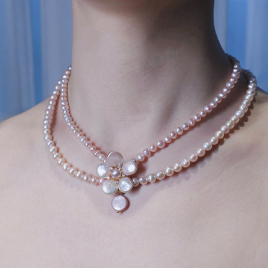 Sakura Bloom Pearl Double Necklace by NINEMOO – product view 4