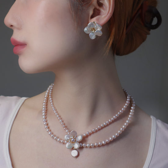 Sakura Bloom Pearl Double Necklace by NINEMOO – product view 5