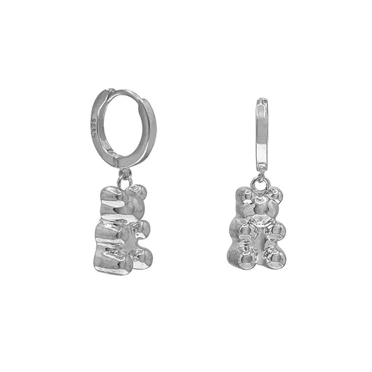 Silver Bear Pendant Earrings by NINEMOO – product image