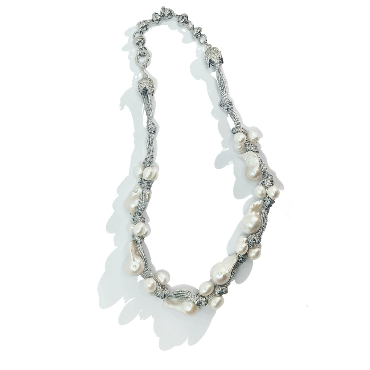 Silver Cord Baroque Pearl Necklace / Bracelet by NINEMOO – product image