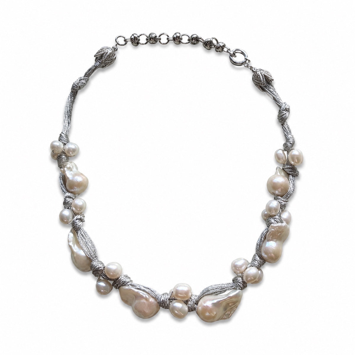 Silver Cord Baroque Pearl Necklace / Bracelet by NINEMOO – product view 7