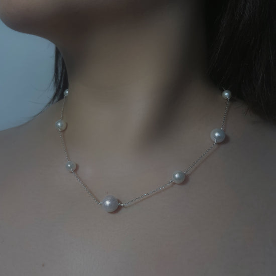 Silver Luminous Pearl Necklace by NINEMOO – product view 4