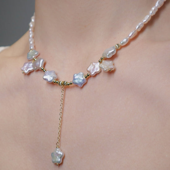 Shooting Star Pearl Necklace by NINEMOO – detail view