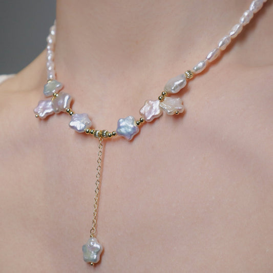 Shooting Star Pearl Necklace by NINEMOO – detail view