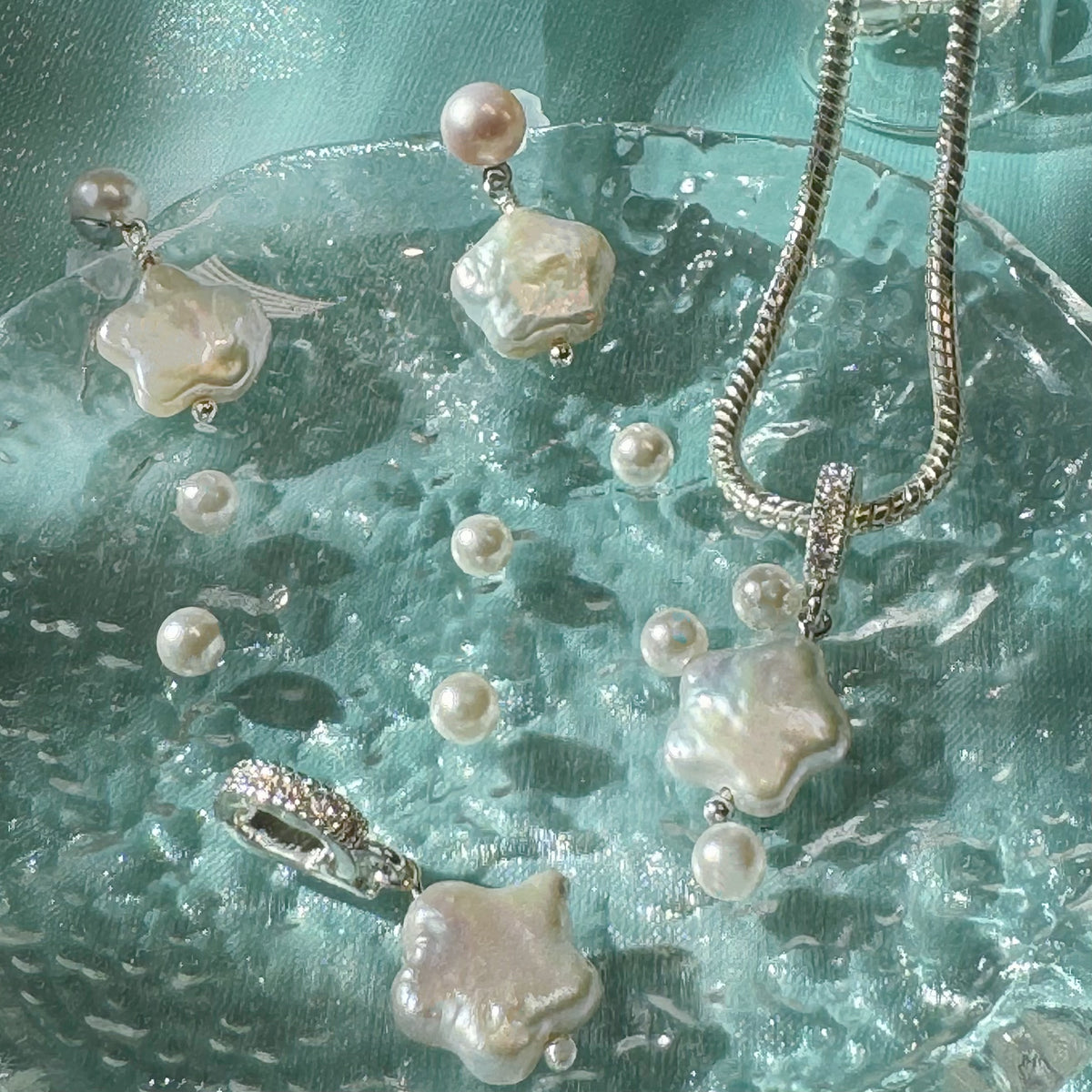 Starry Pearl Sterling Silver Earrings by NINEMOO – alternate view