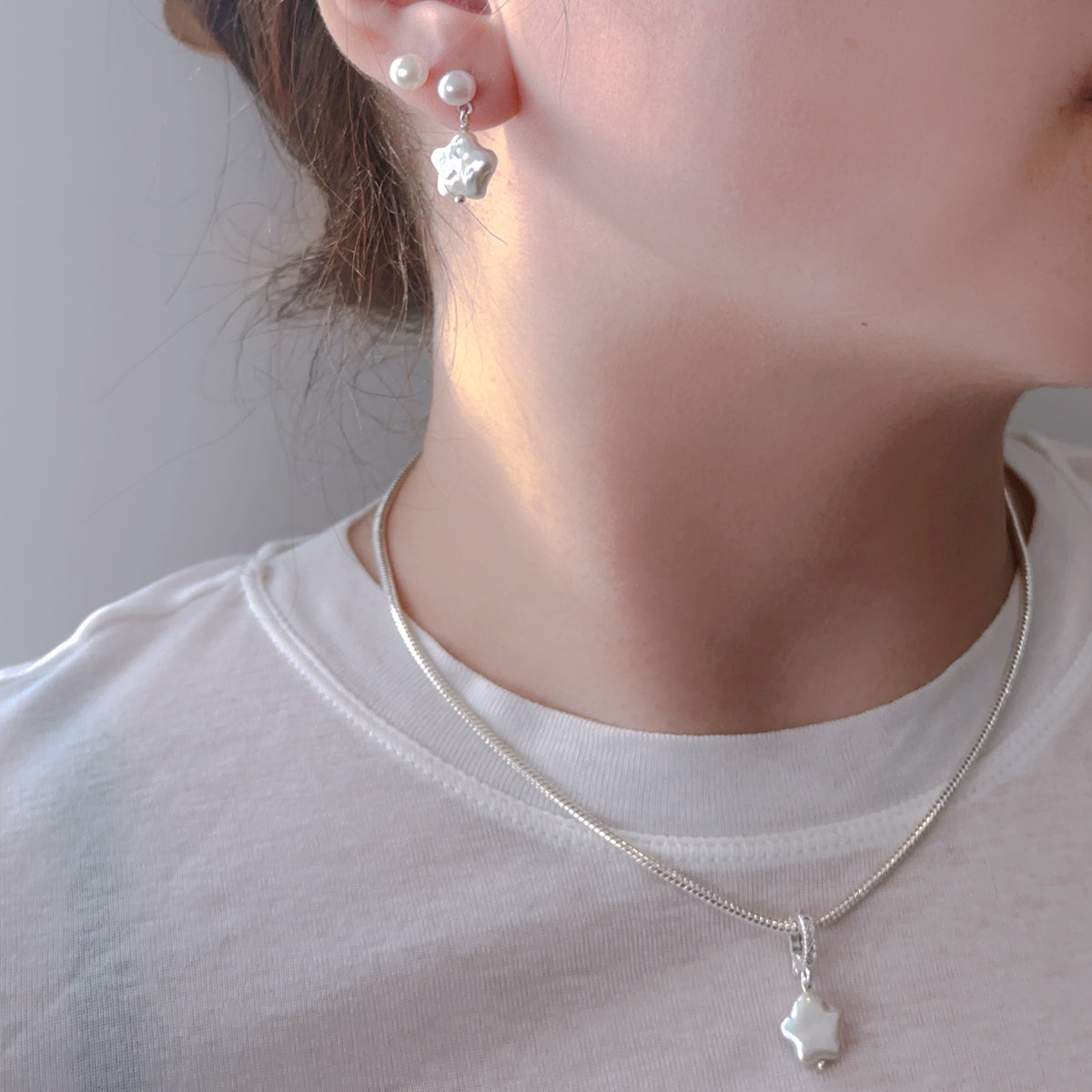 Starry Pearl Sterling Silver Earrings by NINEMOO – product view 4
