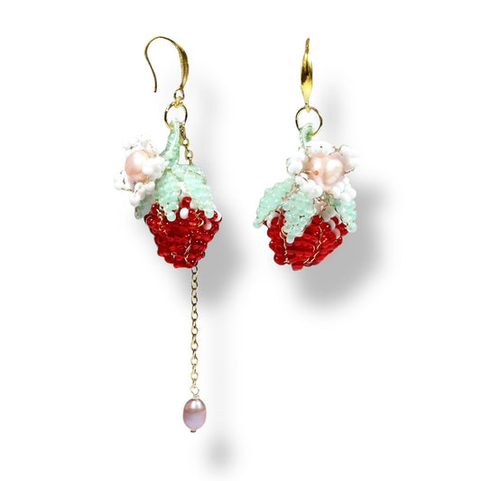 Strawberry Pearl Dangle Earrings by NINEMOO – product image