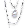 Silver Ball Chain Baroque Pearl Necklace by NINEMOO – product view 5