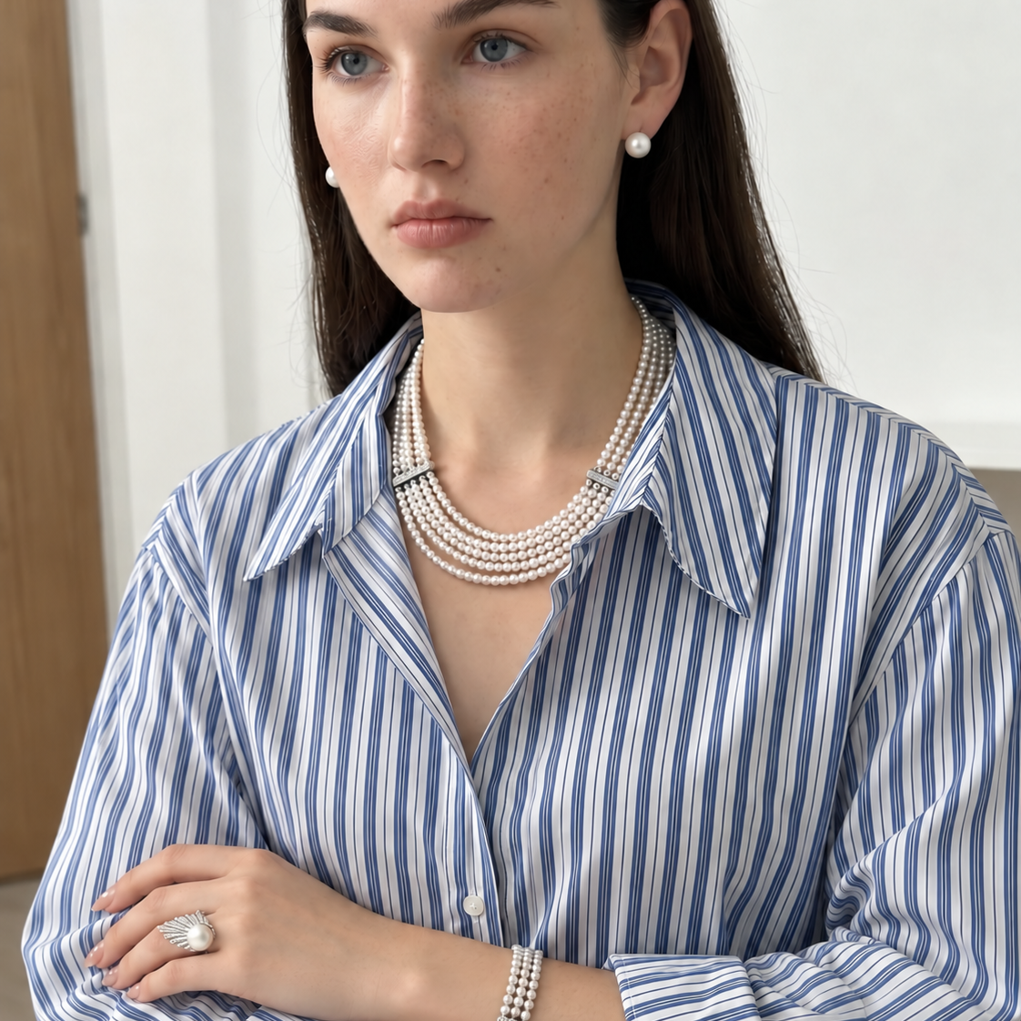 The Interlace Pearl Necklace by NINEMOO – alternate view