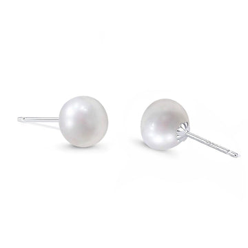 Timeless Silver Pearl Studs by NINEMOO – product image