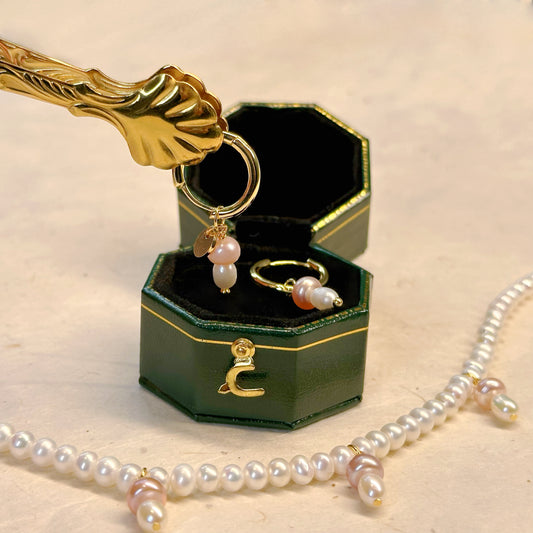 Tiny Mushroom Pearl Hoops by NINEMOO – product image