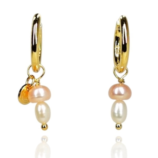Tiny Mushroom Pearl Hoops by NINEMOO – detail view