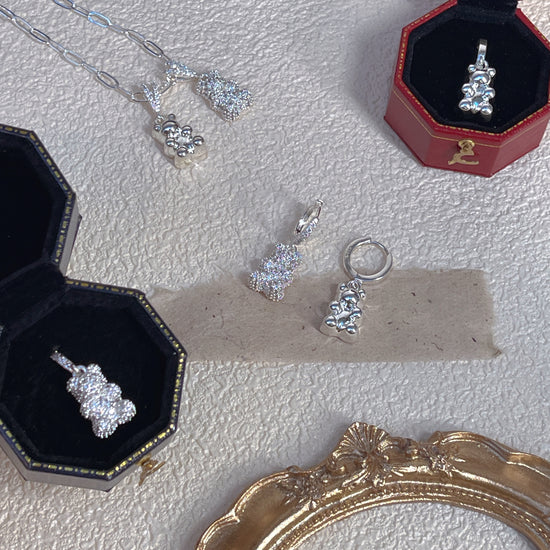 Zirconia Bear Necklace - Double Pendant by NINEMOO – product view 13