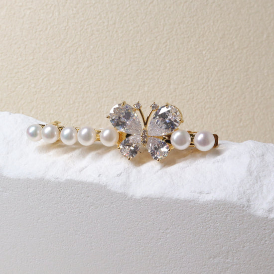 Zirconia Butterfly Pearl Spring Hair Clip by NINEMOO – product image