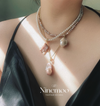 Gold Flecked Baroque Pearl Pendant Necklace
