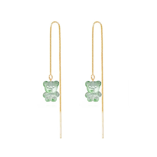 Crystal Bear Threader Earrings