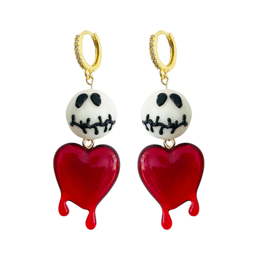 Halloween Skull Heart Earrings