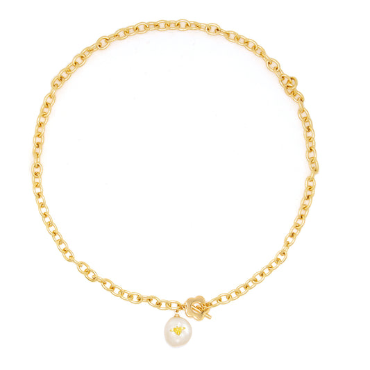 Pearl Embellished Bee Earrings&Necklace