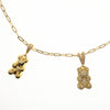 Zirconia Bear Necklace - Double Pendant