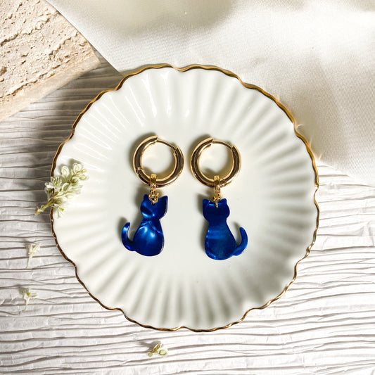 Colour Blocked Cats Hoops Earrings