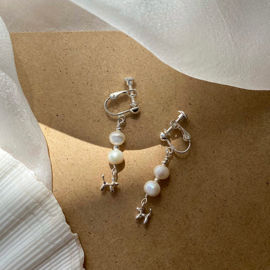 Poodle Pearl Clip-on Earrings