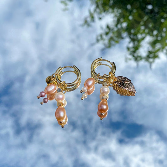 18ct Gold-plated Brassr And Freshwater Pearl Earrings