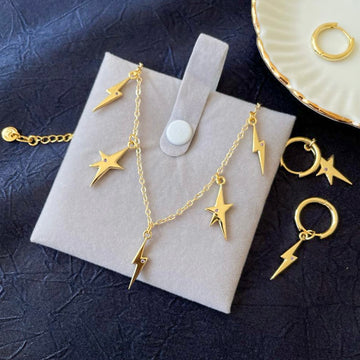18ct Star Lightning Earrings and Necklaces