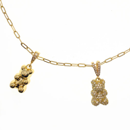 Duo Golden Bear Necklaces