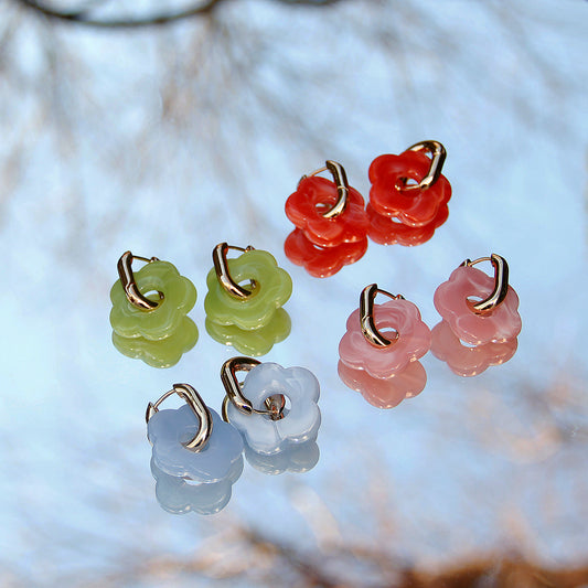 Jelly Flower Hoop Earrings