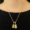 Zirconia Bear Necklace - Double Pendant