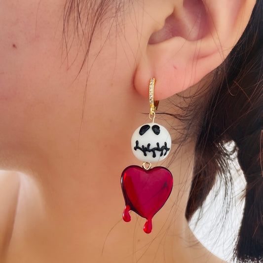 Halloween Skull Heart Earrings