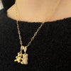 Zirconia Bear Necklace - Double Pendant