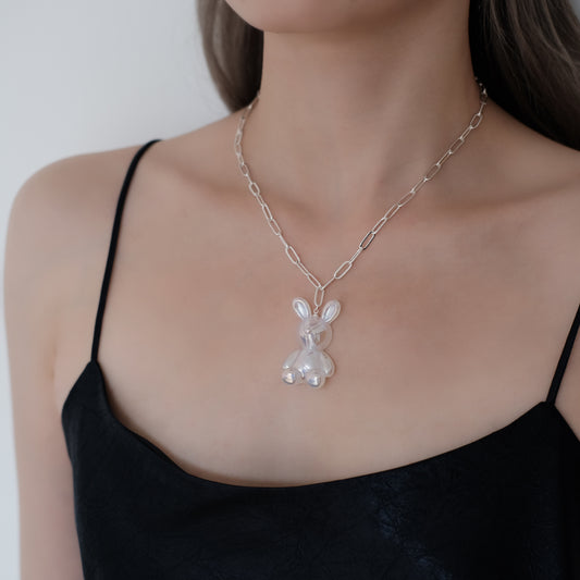 Silver Bunny and Bear Chain Necklace